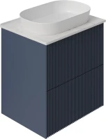 Тумба под раковину со столешницей La Fenice Terra Twin 60 подвесная, blu grigio, столешница белый мрамор