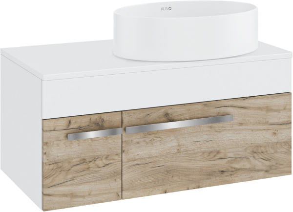Тумба с раковиной Runo Вудлайн 85 подвесная, крафтовый дуб, раковина Ovale 50