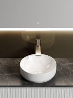 Тумба с раковиной Sancos Snob T 100 см, bianco, столешница черный мрамор, раковина CN6005