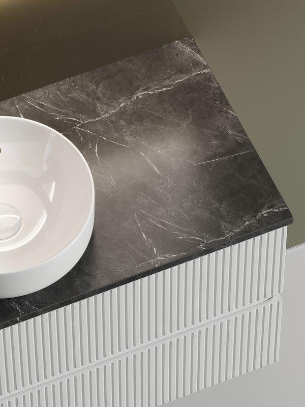 Тумба с раковиной Sancos Snob T 100 см, bianco, столешница черный мрамор, раковина CN6005