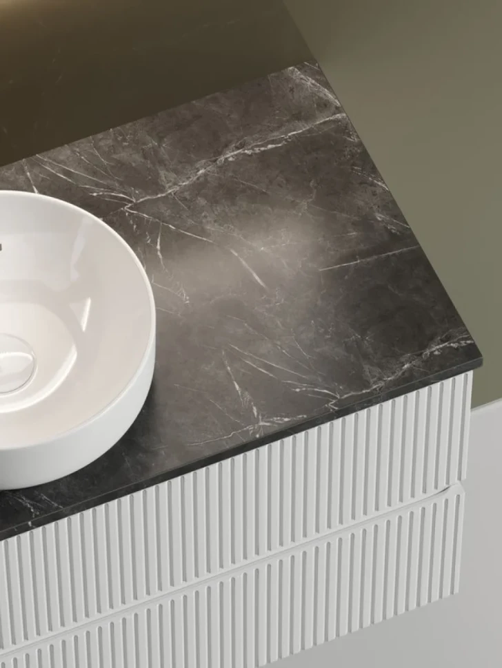 Тумба с раковиной Sancos Snob T 100 см, bianco, столешница черный мрамор, раковина CN6005