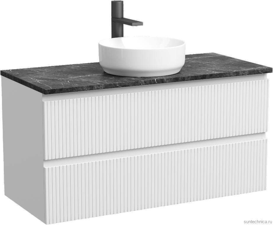 Тумба с раковиной Sancos Snob T 100 см, bianco, столешница черный мрамор, раковина CN6005