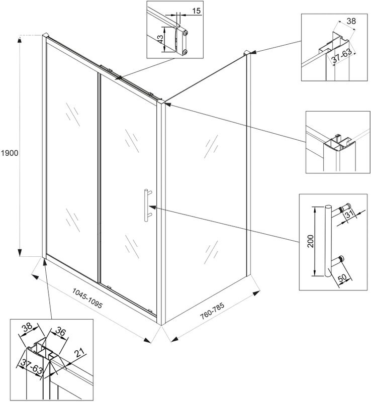 Душевой уголок Veconi Rovigo RV-072B 110x80