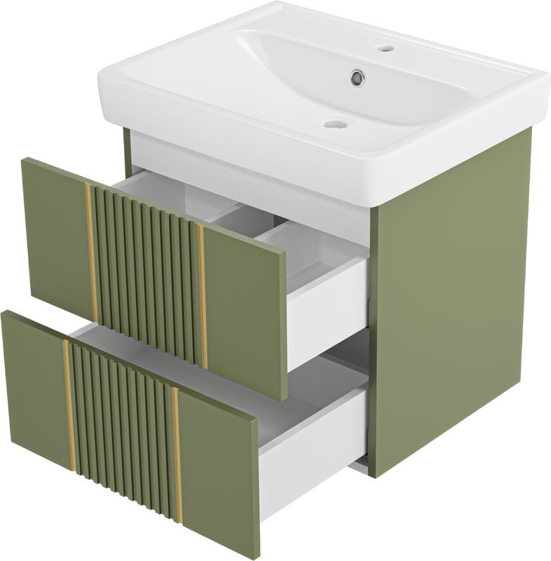 Мебель для ванной комнаты Brevita Vega 60 подвесная, зеленая, золото