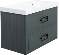 Мебель для ванной комнаты La Fenice Cubo Twin 90 R серая, ручки черные