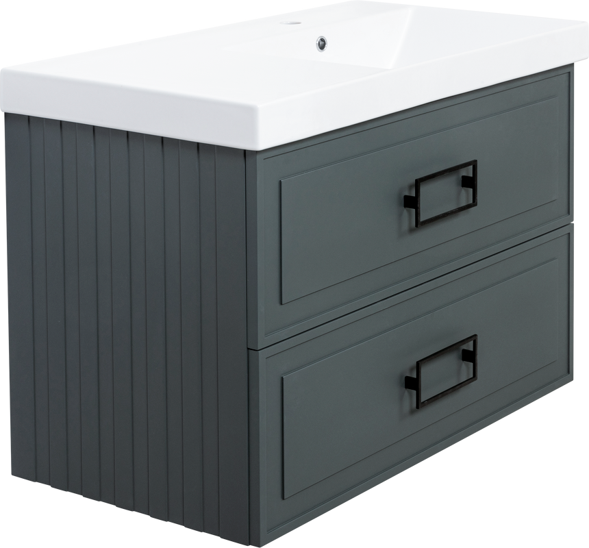 Мебель для ванной комнаты La Fenice Cubo Twin 90 R серая, ручки черные