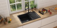 Мойка кухонная Ulgran U-400 308 черная + дозатор U-01 ультра-черный