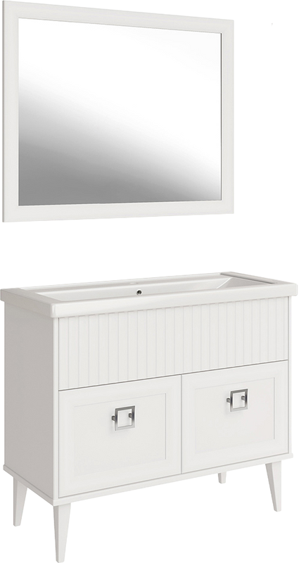 Мебель для ванной комнаты ASB-Woodline Риола 100 белая, с раковиной Фостер 100