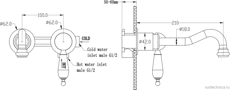 Смеситель для раковины Boheme Imperiale Ripresa 327 С ВНУТРЕННЕЙ ЧАСТЬЮ