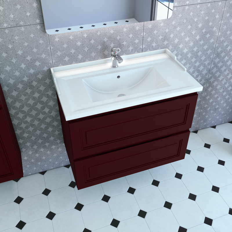 Тумба с раковиной Caprigo Wales Смальти 80 бордовая