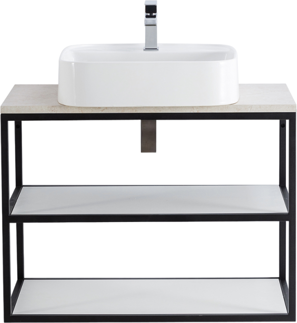 Консоль Cezares Cadro 80 2-х ярусная, подвесная, белые полки, столешница BelBagno 80 marmo crema opaco