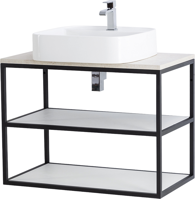 Консоль Cezares Cadro 80 2-х ярусная, подвесная, белые полки, столешница BelBagno 80 marmo crema opaco