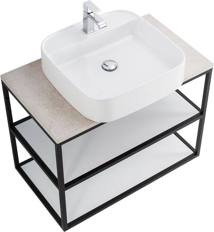 Консоль Cezares Cadro 80 2-х ярусная, подвесная, белые полки, столешница BelBagno 80 marmo crema opaco