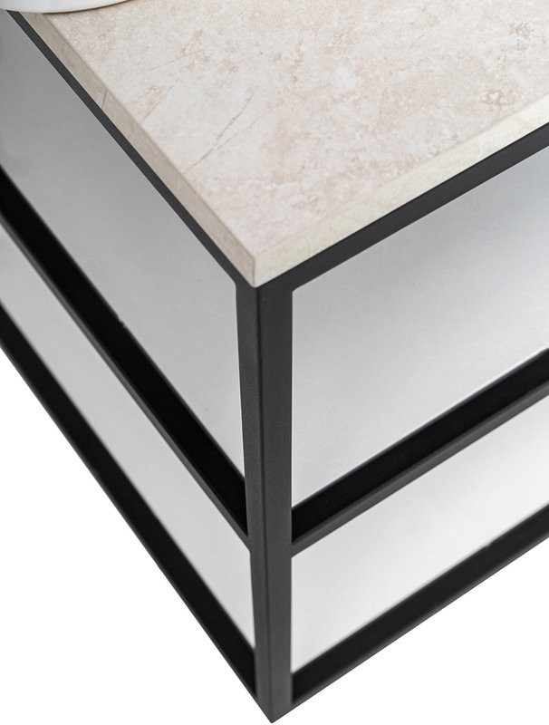 Консоль Cezares Cadro 80 2-х ярусная, подвесная, белые полки, столешница BelBagno 80 marmo crema opaco