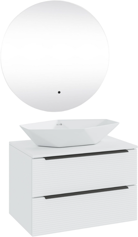 Мебель для ванной комнаты Runo Орлеан 70 белая матовая, белый глянец, раковина Poligono 65