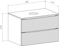 Мебель для ванной комнаты Runo Орлеан 70 белая матовая, белый глянец, раковина Poligono 65