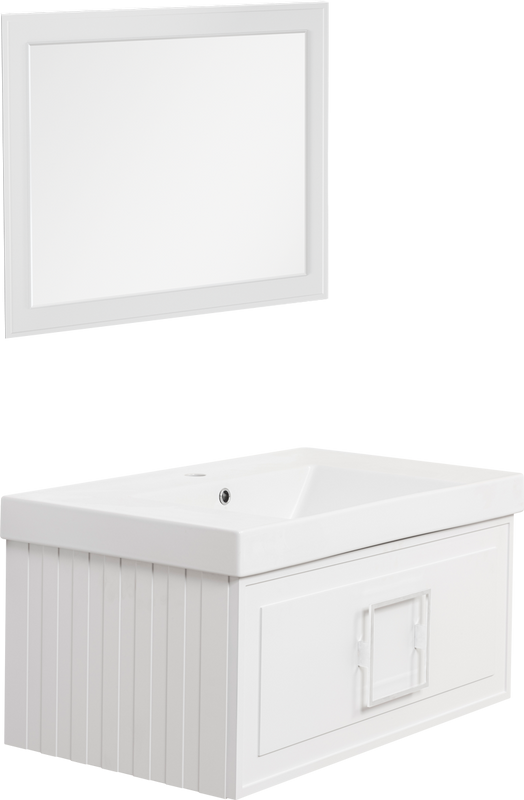 Мебель для ванной комнаты La Fenice Cubo 80 белая, ручка белая