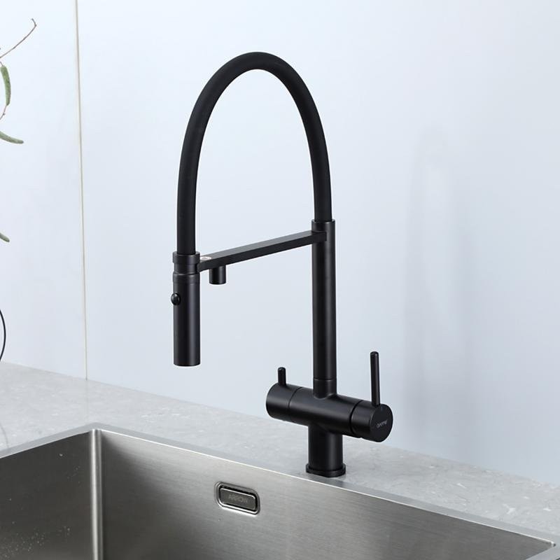 Смеситель для кухни Gappo G4397-86 с гибким изливом, черный