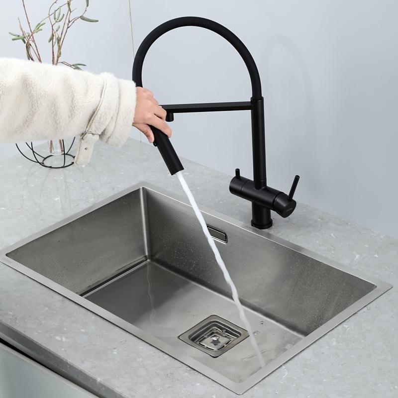 Смеситель для кухни Gappo G4397-86 с гибким изливом, черный