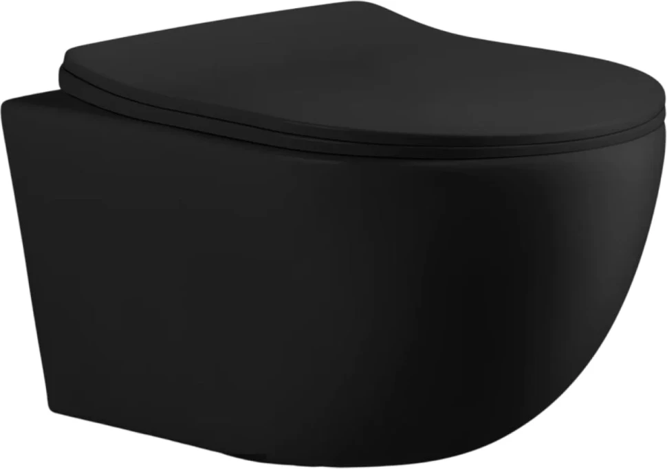Унитаз подвесной Ceruttispa ORLTER Aria MBF CT10017 безободковый, с микролифтом, матовый черный