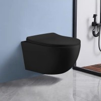 Унитаз подвесной Ceruttispa ORLTER Aria MBF CT10017 безободковый, с микролифтом, матовый черный