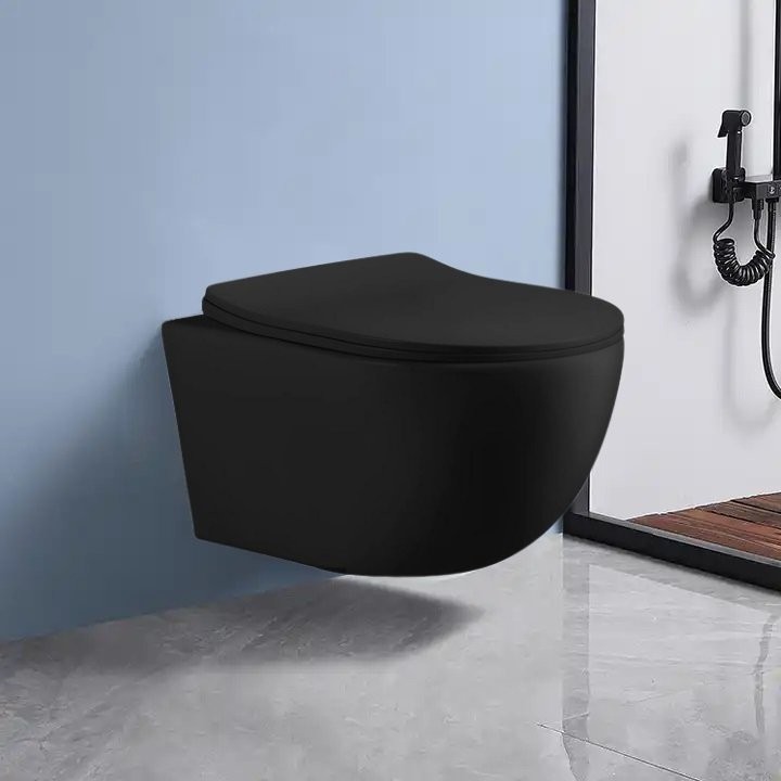 Унитаз подвесной Ceruttispa ORLTER Aria MBF CT10017 безободковый, с микролифтом, матовый черный