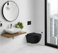 Унитаз подвесной Ceruttispa ORLTER Aria MBF CT10017 безободковый, с микролифтом, матовый черный