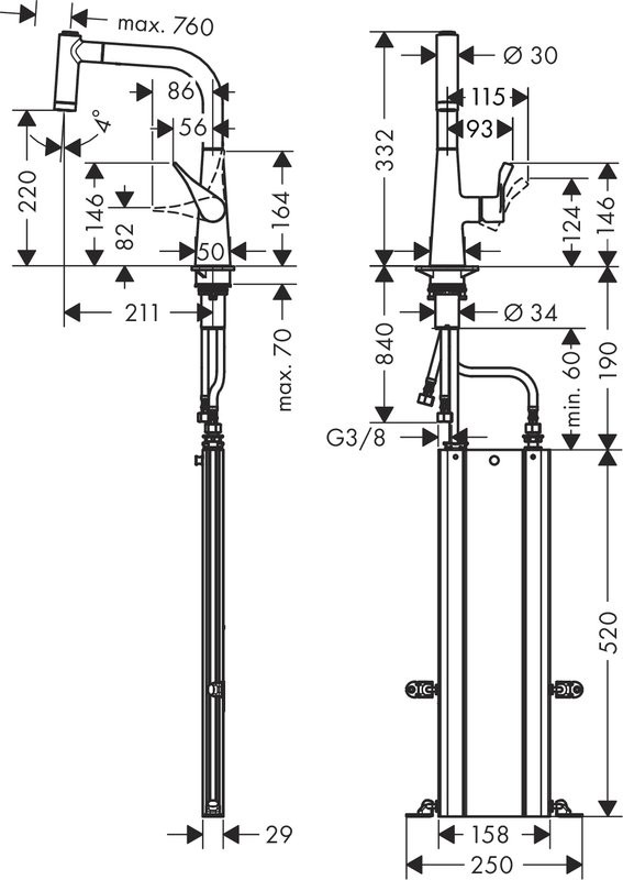 Смеситель для кухни Hansgrohe Metris M71 73800000 хром