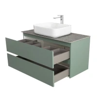 Тумба под раковину со столешницей BelBagno Kraft 100 подвесная, матовая еловая, столешница kep-100-grn