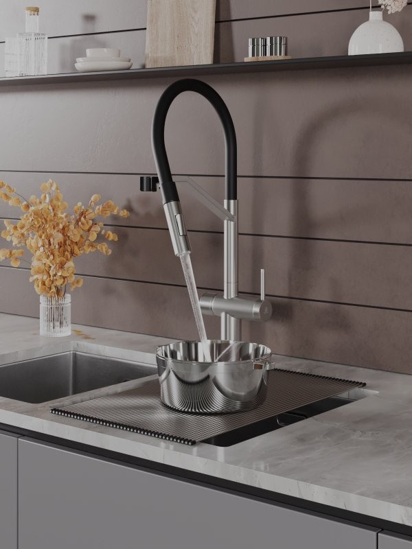 Смеситель для кухни Agger Elegant A3241422 с гибким изливом, сатин матовый