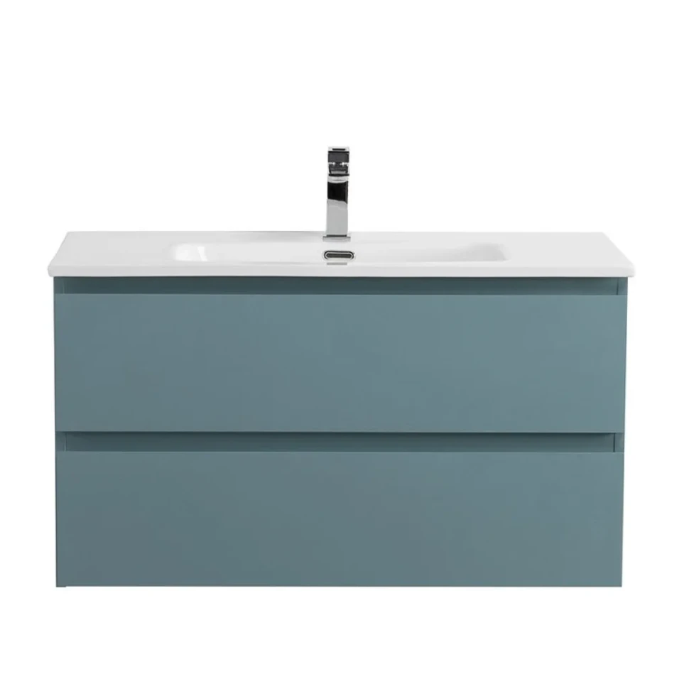 Тумба с раковиной BelBagno Kraft 90 подвесная, матовая голубая, раковина bb900etl