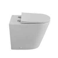 Унитаз приставной напольный BelBagno Flay-r BB1003CBR/SC безободковый, с микролифтом, белый глянцевый