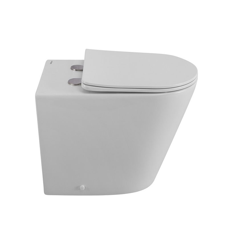 Унитаз приставной напольный BelBagno Flay-r BB1003CBR/SC безободковый, с микролифтом, белый глянцевый