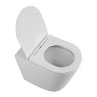 Унитаз приставной напольный BelBagno Flay-r BB1003CBR/SC безободковый, с микролифтом, белый глянцевый