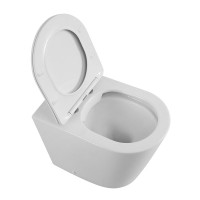 Унитаз приставной напольный BelBagno Flay-r BB1003CBR/SC безободковый, с микролифтом, белый глянцевый