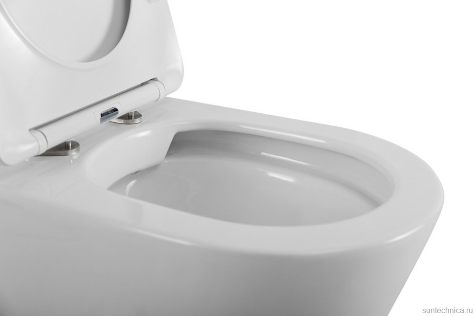 Унитаз приставной напольный BelBagno Flay-r BB1003CBR/SC безободковый, с микролифтом, белый глянцевый