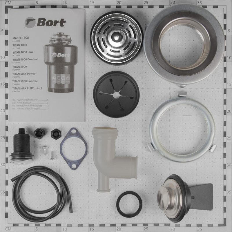 Комплект Мойка Paulmark Gerberg PM254444-BS брашированная нержавеющая сталь + Смеситель Bend Be212066-SS + Измельчитель Bort Titan Max Power