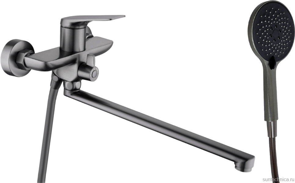 Смеситель с длинным изливом для ванны Haiba HB22816-3 пепельный