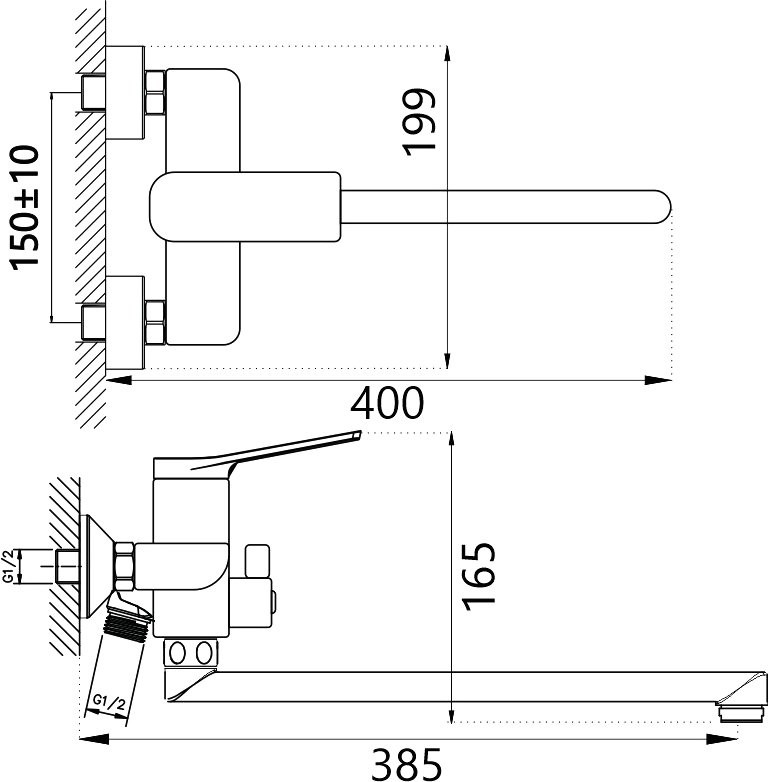 Смеситель с длинным изливом для ванны Haiba HB22816-3 пепельный
