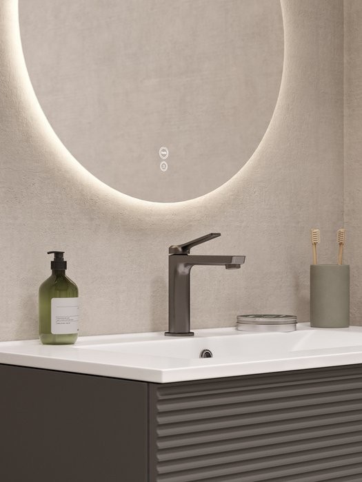 Смеситель для раковины IDDIS PARGM00i01K с донным клапаном, графит матовый