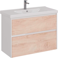 Тумба с раковиной Lemark Combi 100 дуб кантри, белая глянцевая