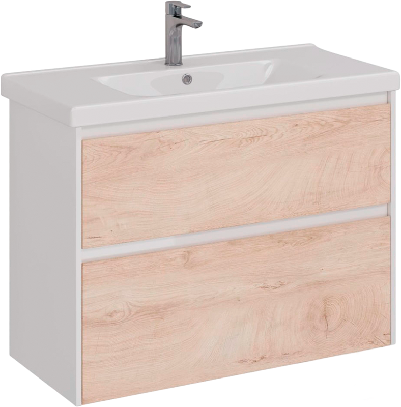 Тумба с раковиной Lemark Combi 100 дуб кантри, белая глянцевая