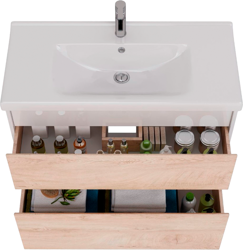 Тумба с раковиной Lemark Combi 100 дуб кантри, белая глянцевая
