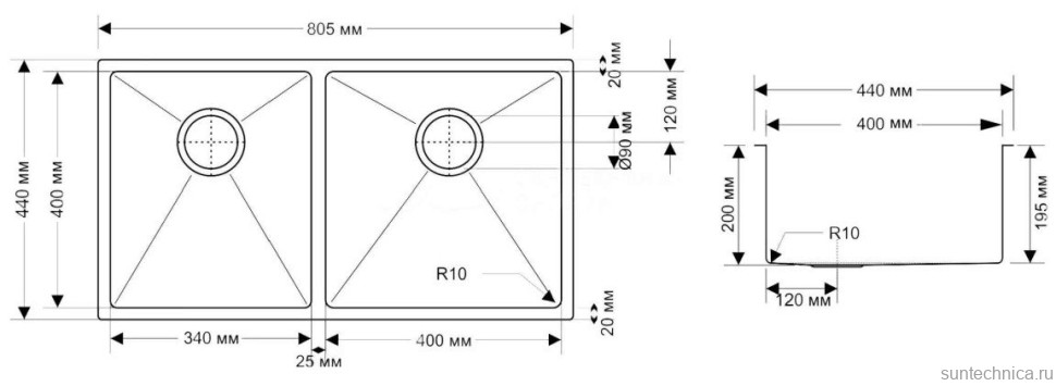 Мойка кухонная Seaman Eco Marino SME-805DL