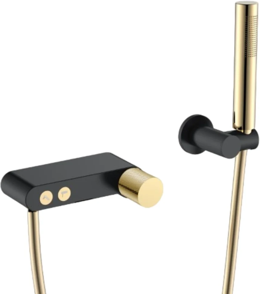 Смеситель для ванны с душем Boheme Stick 123-BG.2 black touch gold