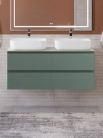 Тумба под раковину со столешницей BelBagno Kraft 120 подвесная, матовая еловая, столешница kep-120-2-cem, для двоих