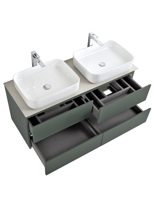 Тумба под раковину со столешницей BelBagno Kraft 120 подвесная, матовая еловая, столешница kep-120-2-cem, для двоих