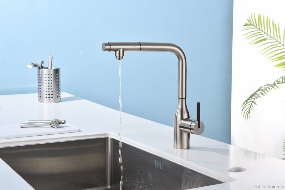 Смеситель для кухни Paulmark Viper Vi213105-BS брашированная сталь