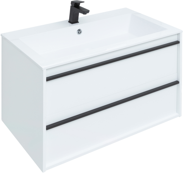 Тумба с раковиной Aquanet Lino 90 белый матовый