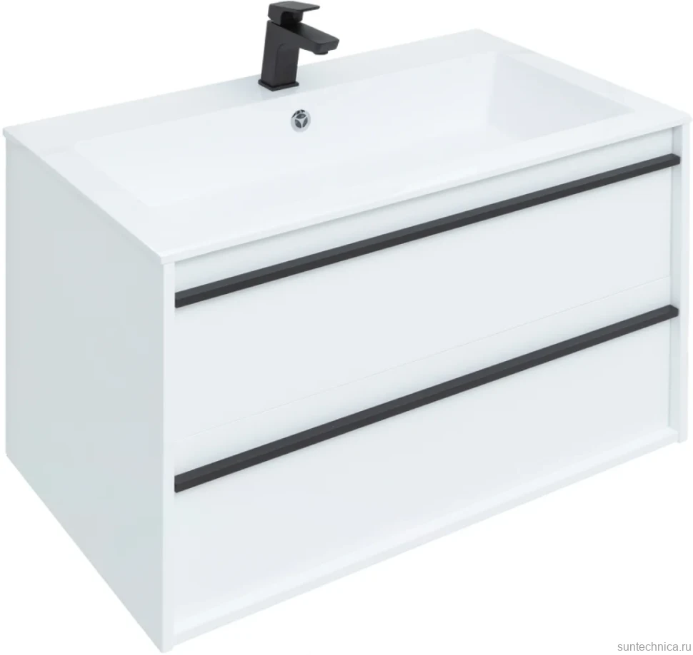 Тумба с раковиной Aquanet Lino 90 белый матовый